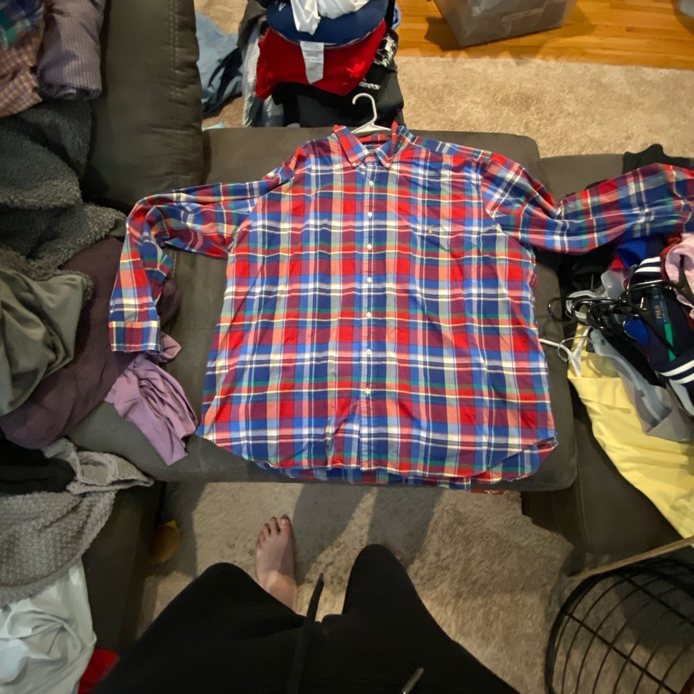 Used 3xb Red and Multi colors... multi color horse. Polo Ralph Lauren L/S shirt.